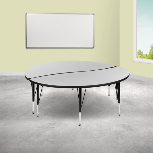 2PC 60" Circle Grey Table Set XU-GRP-A60-HCIRC-GY-T-P-GG