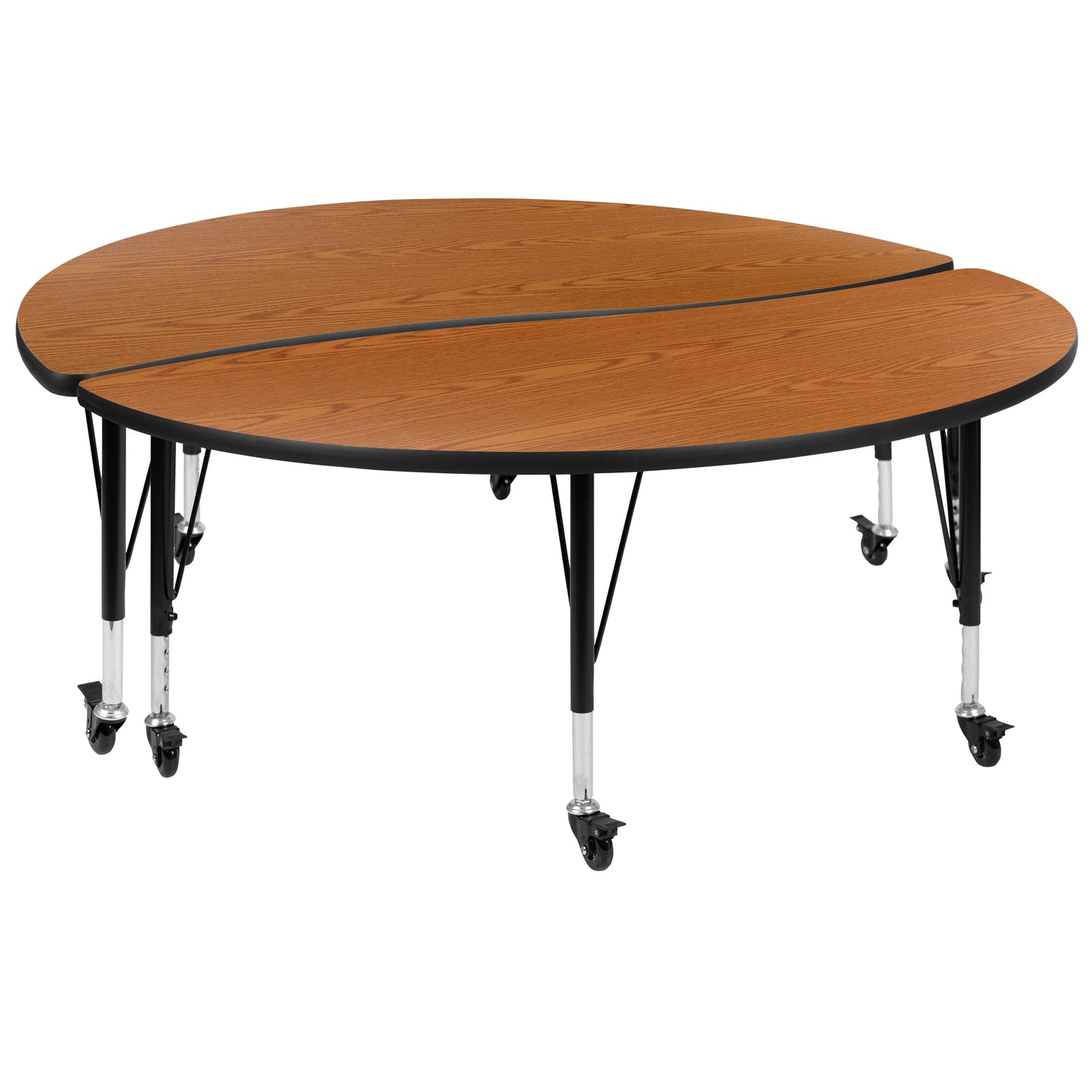 2PC 60" Circle Oak Table Set XU-GRP-A60-HCIRC-OAK-T-P-CAS-GG