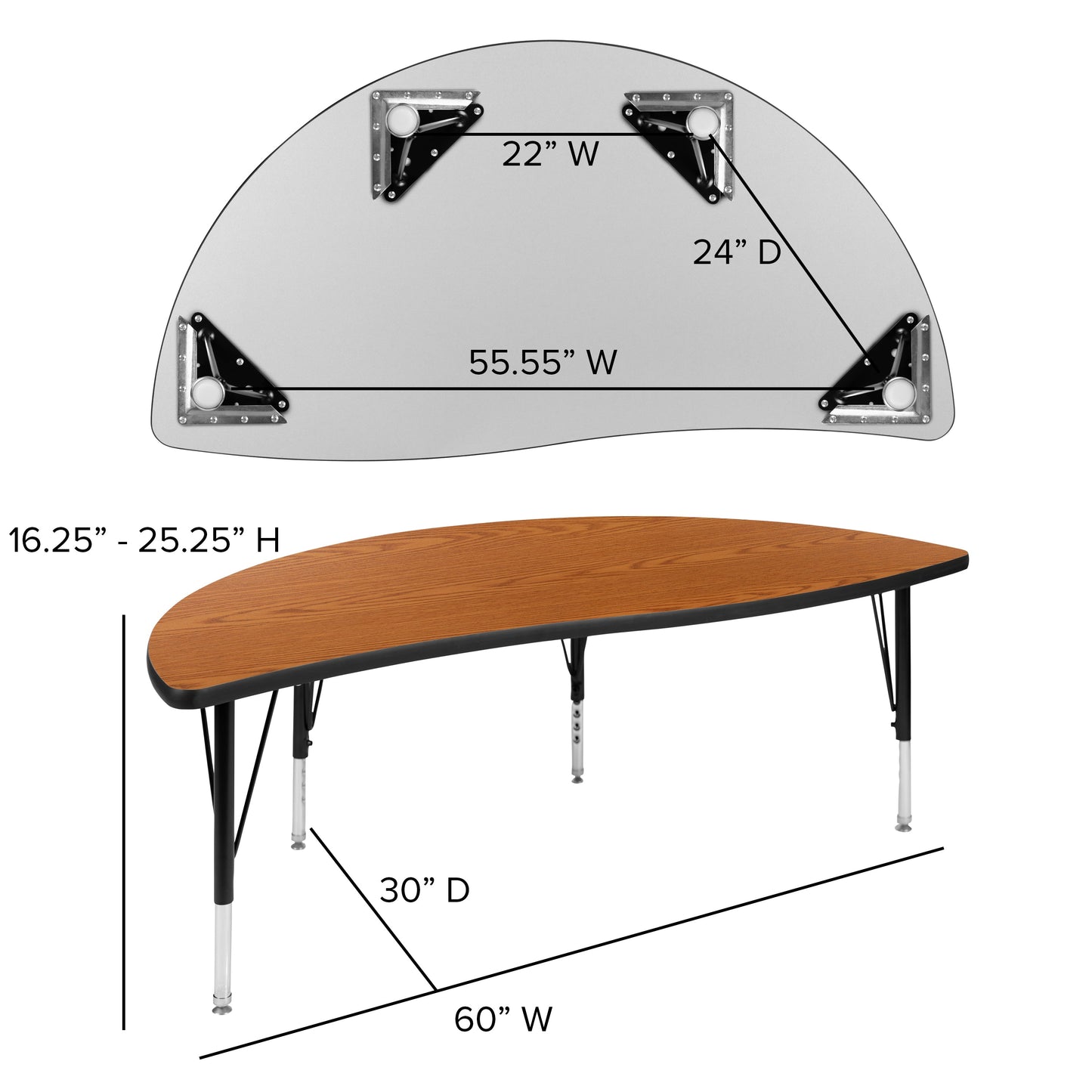 2PC 60" Circle Oak Table Set XU-GRP-A60-HCIRC-OAK-T-P-GG