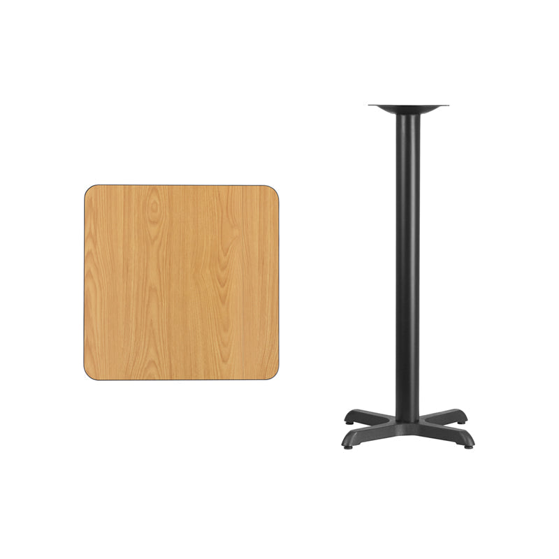 24SQ NA Laminate Table-X-Base XU-NATTB-2424-T2222B-GG