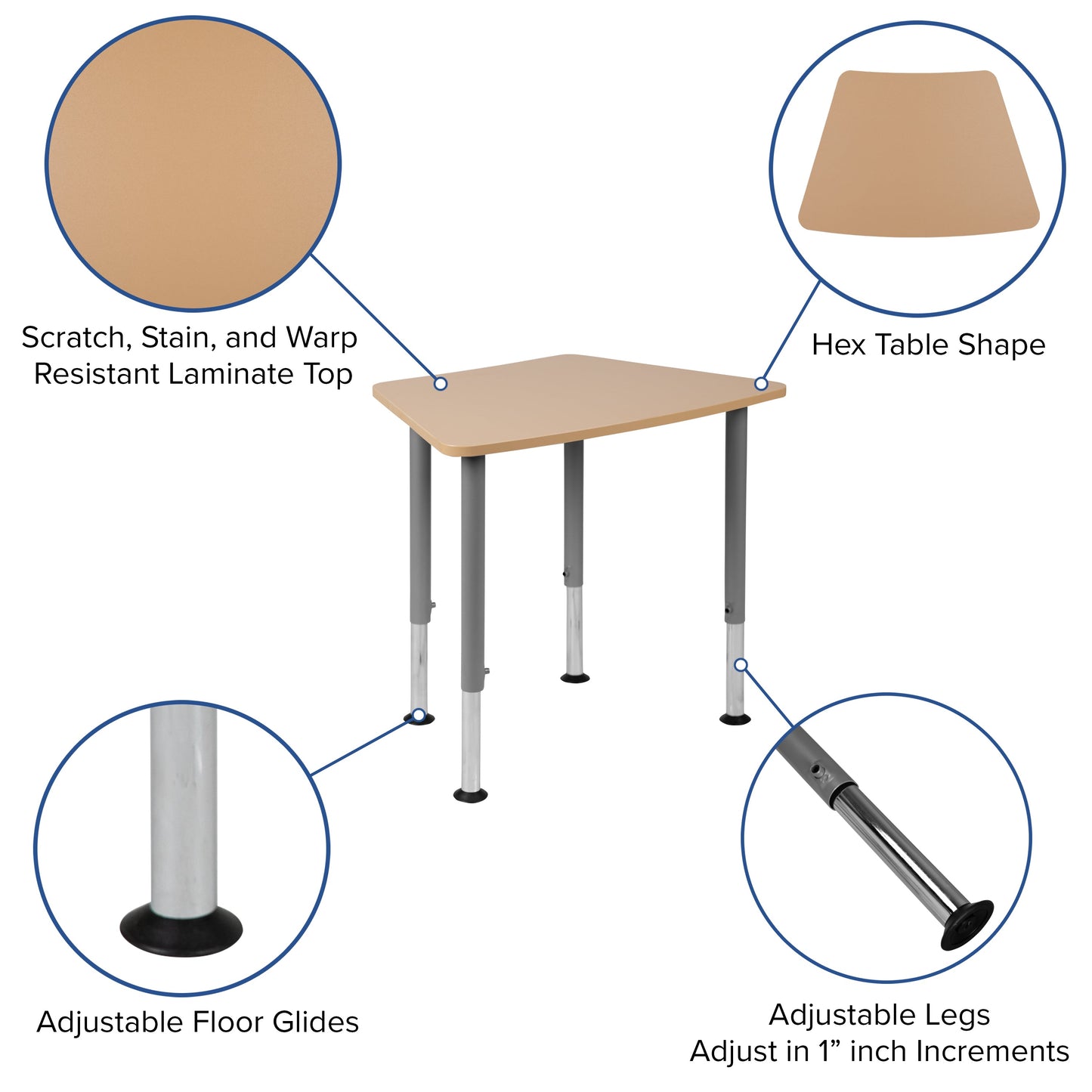 Natural Hex Collaborative Desk XU-SF-1001-NAT-A-GG