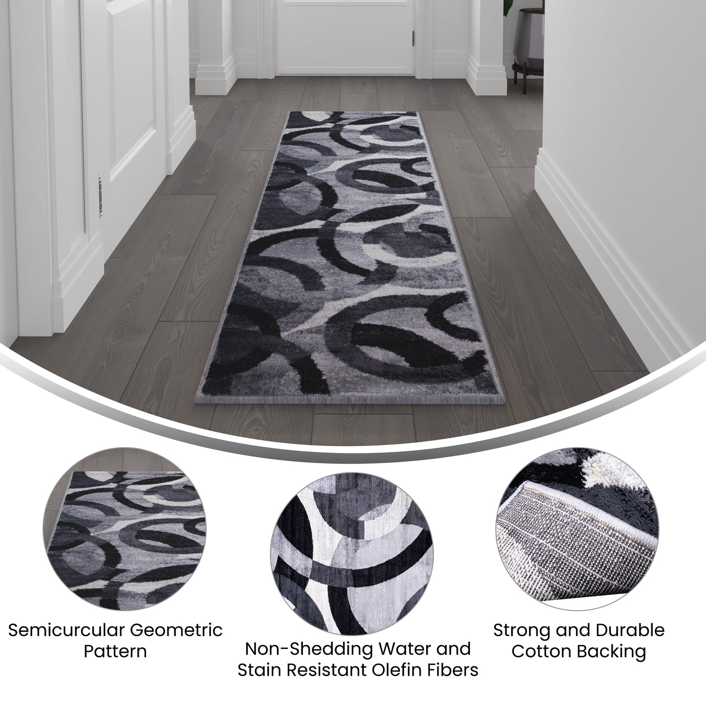 2x7 Black/Gray Area Rug YK-F968A-D9276I-27-BK-GG