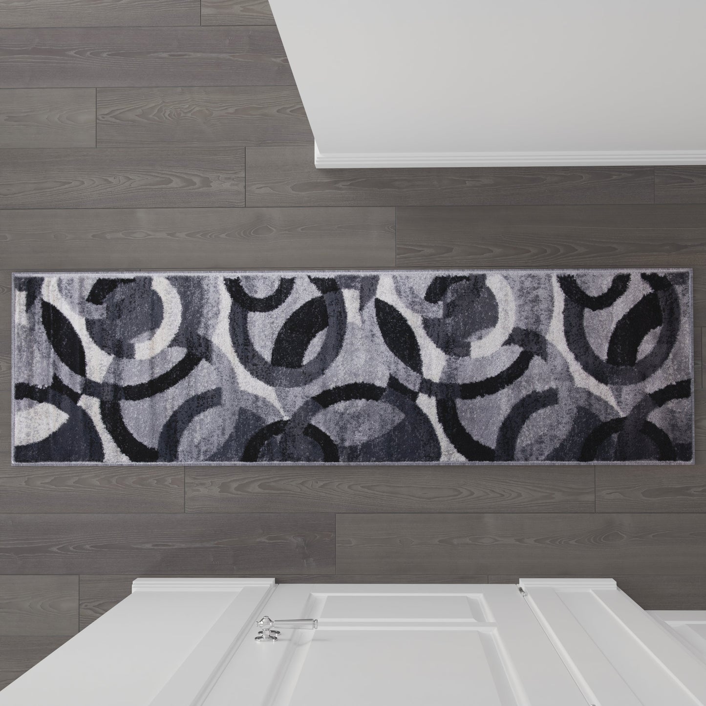 2x7 Black/Gray Area Rug YK-F968A-D9276I-27-BK-GG