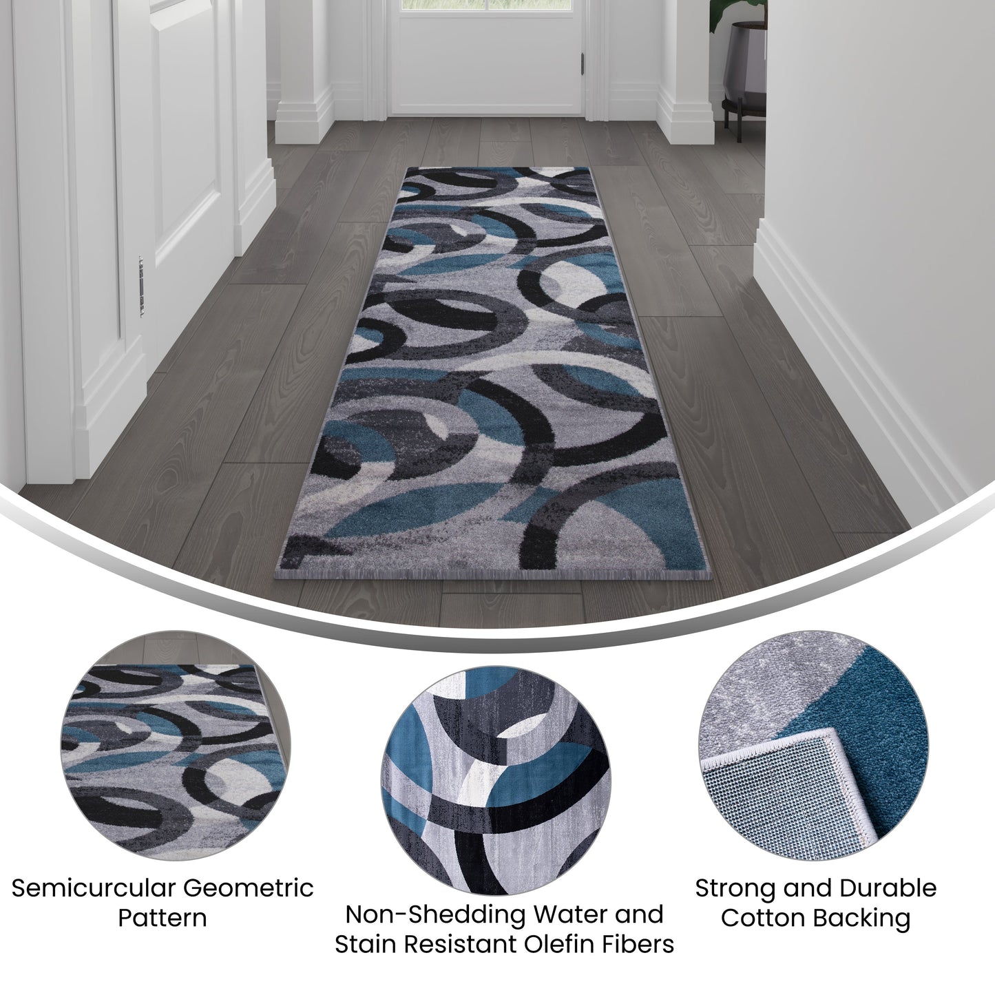 2x7 Blue/Gray Area Rug YK-F968B-D9826-27-BL-GG