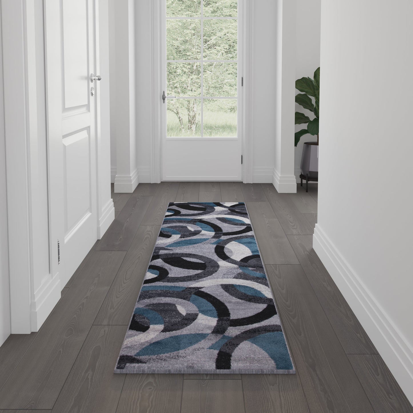 2x7 Blue/Gray Area Rug YK-F968B-D9826-27-BL-GG