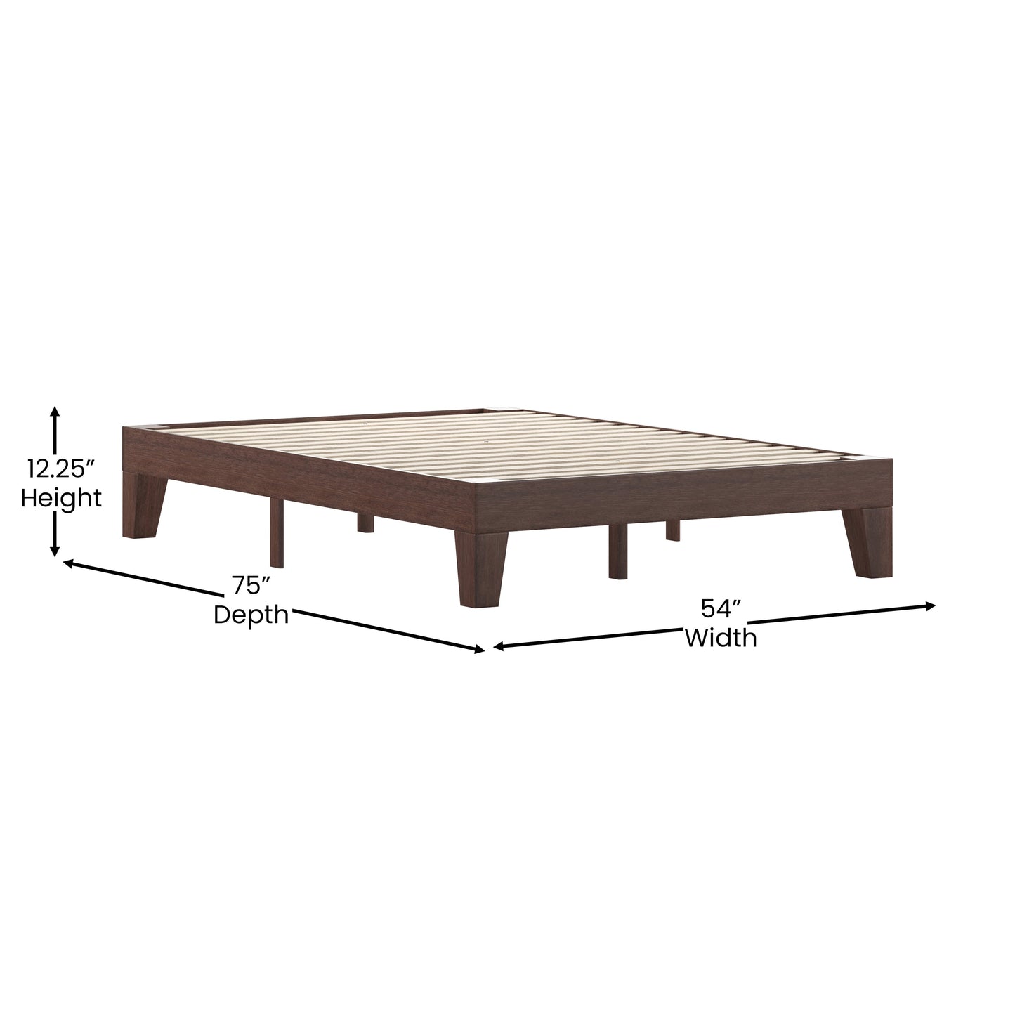 Walnut Full Platform Bed YKC-1090-F-WAL-GG