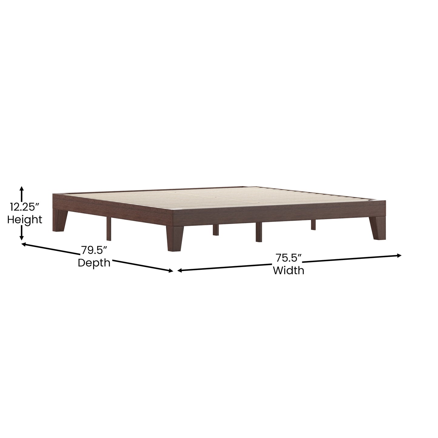 Walnut King Platform Bed YKC-1090-K-WAL-GG