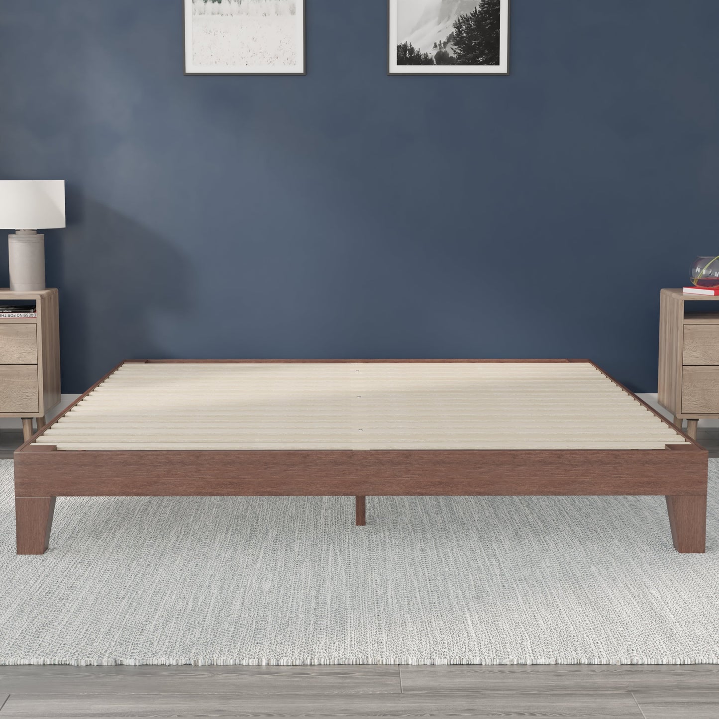 Walnut King Platform Bed YKC-1090-K-WAL-GG