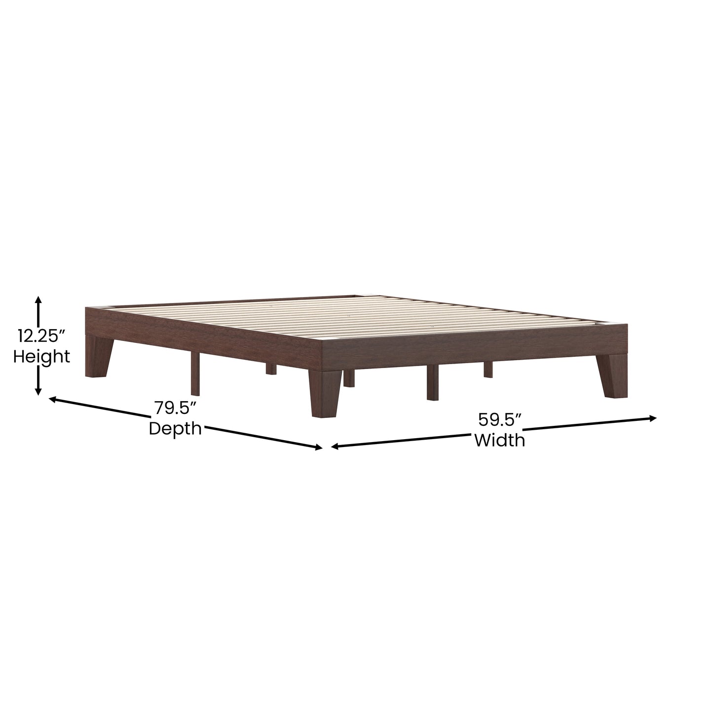 Walnut Queen Platform Bed YKC-1090-Q-WAL-GG