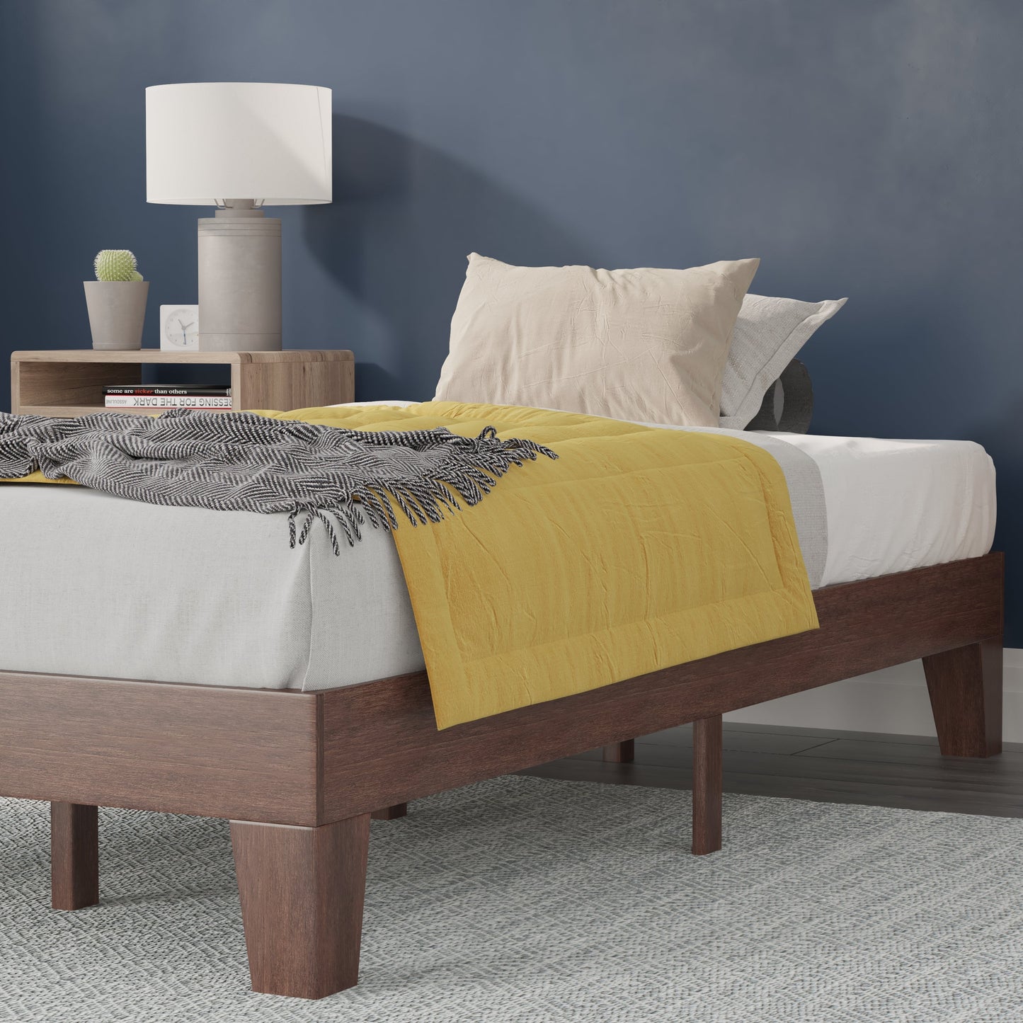 Walnut Twin Platform Bed YKC-1090-T-WAL-GG