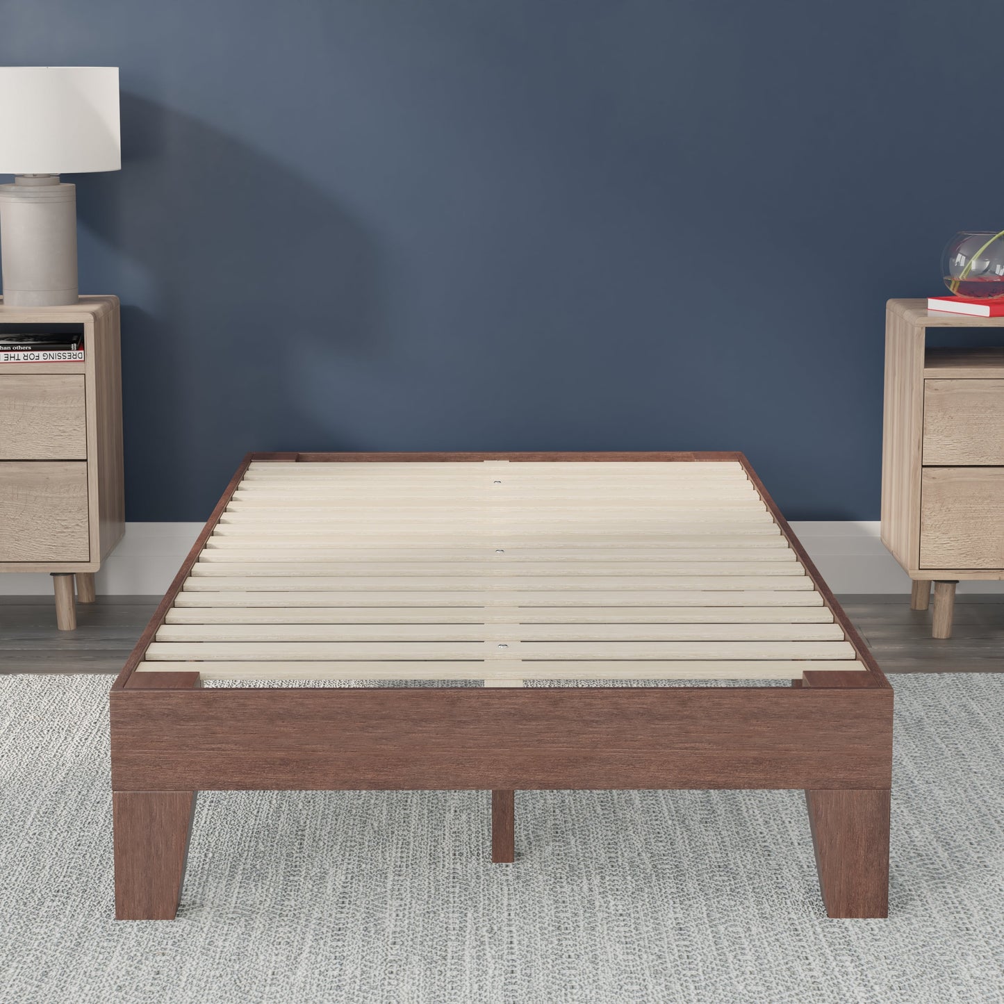 Walnut Twin Platform Bed YKC-1090-T-WAL-GG