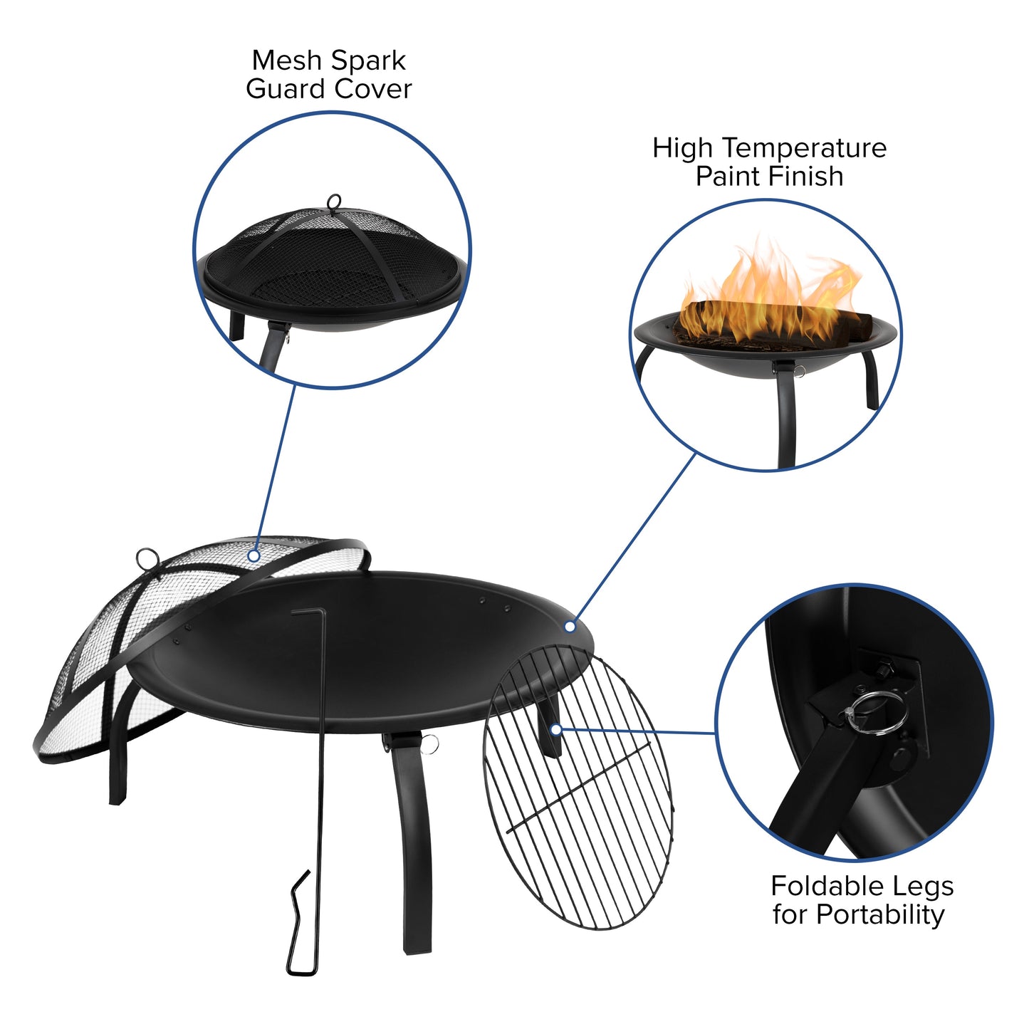 22.5" Round Foldable Firepit YL-230-GG