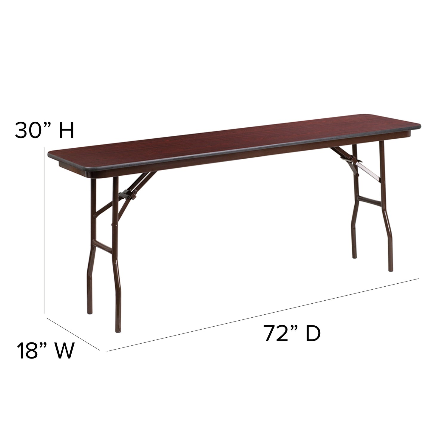 18x72 Mahogany Training Table YT-1872-MEL-WAL-GG