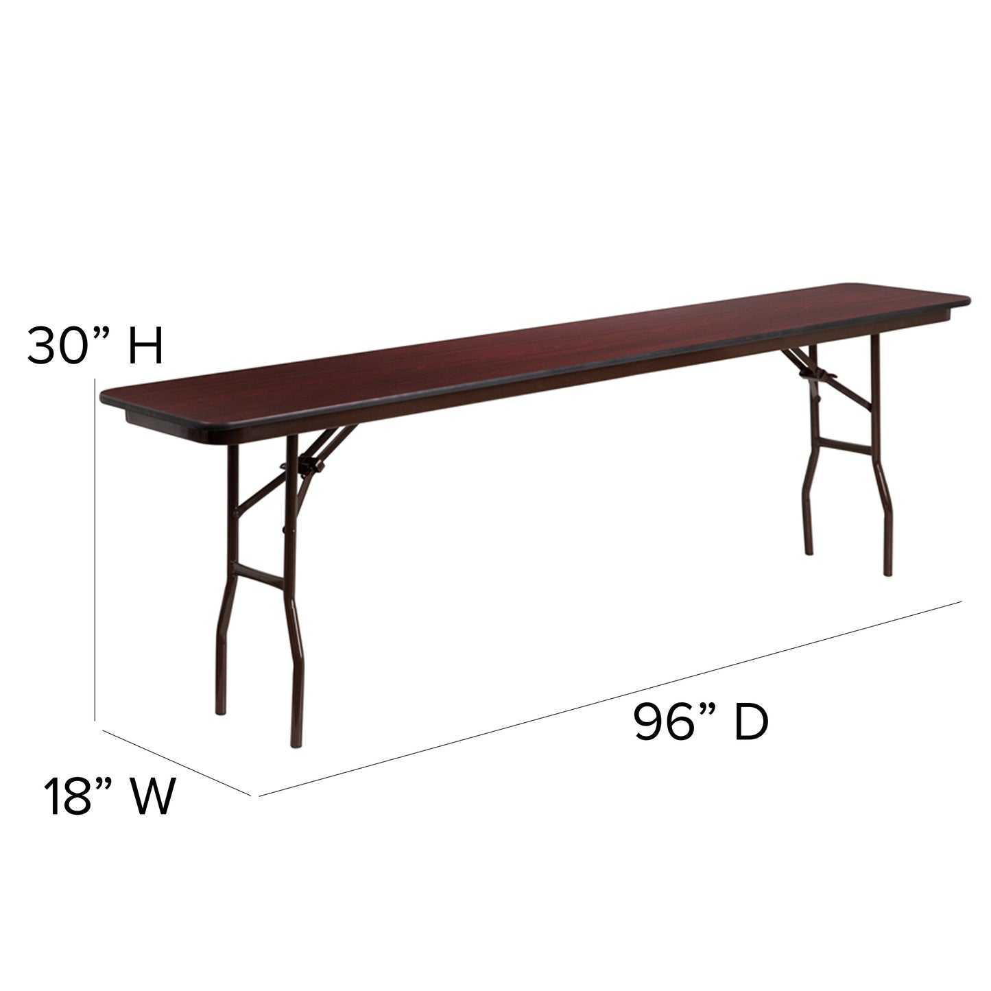 18x96 Mahogany Training Table YT-1896-MEL-WAL-GG