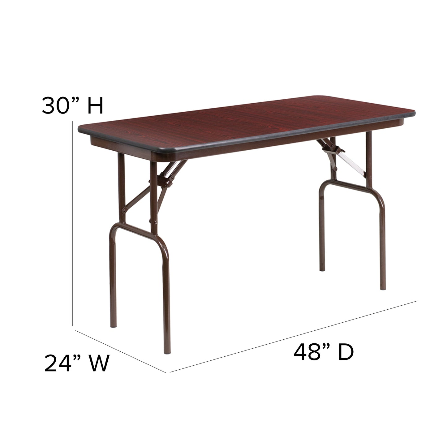 24x48 Mahogany Wood Fold Table YT-2448-MEL-WAL-GG