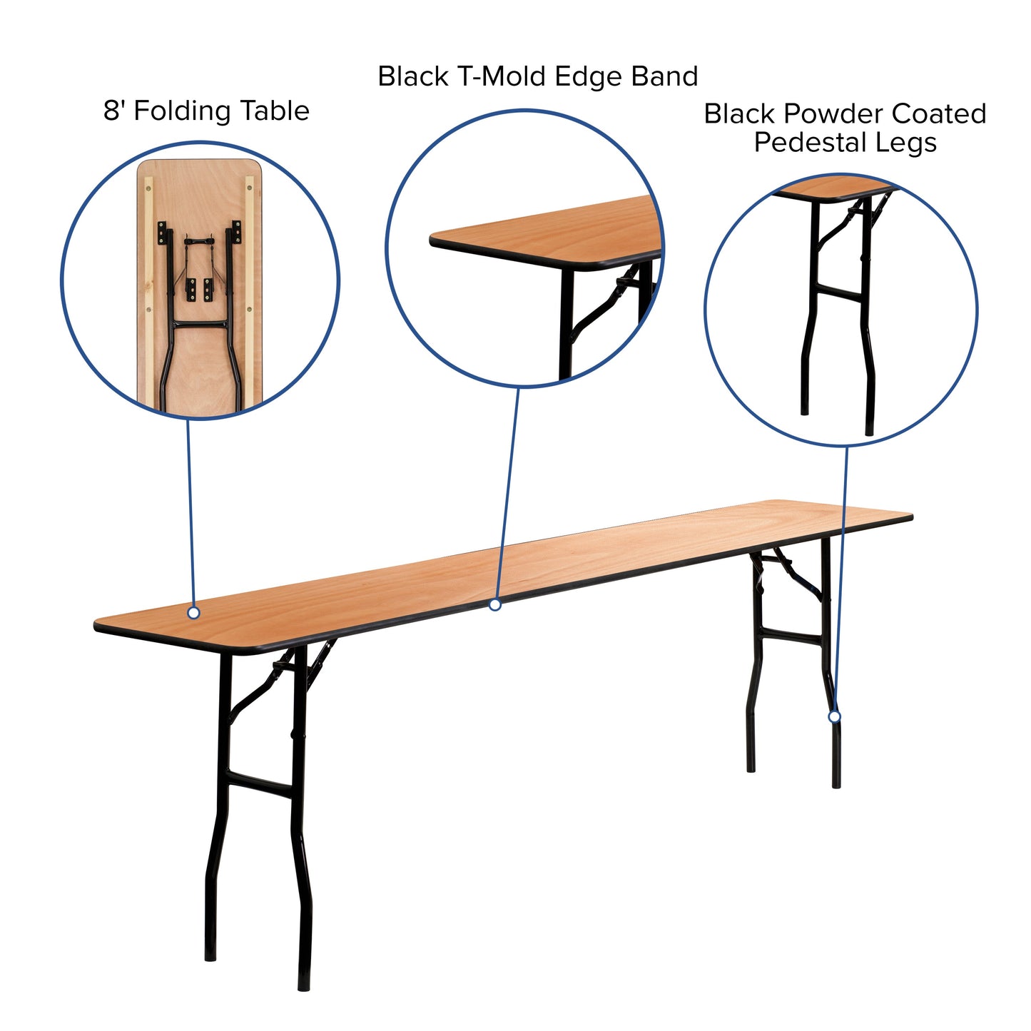 18x96 Wood Fold Training Table YT-WTFT18X96-TBL-GG