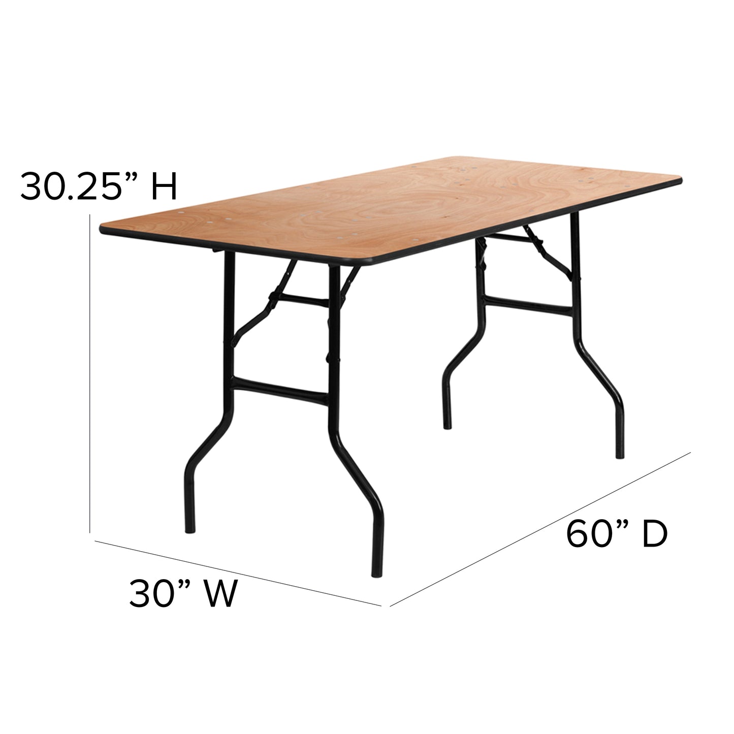 30x60 Wood Fold Table YT-WTFT30X60-TBL-GG