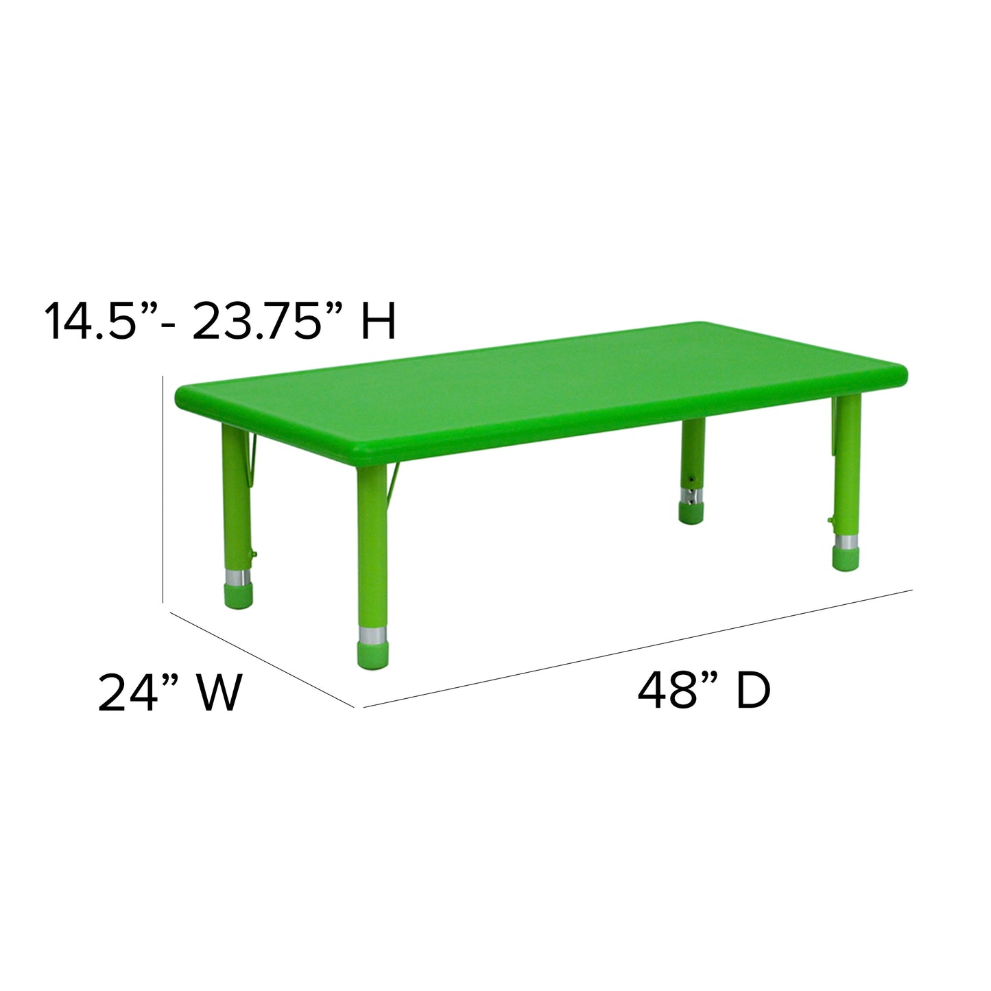 24x48 Green Activity Table Set YU-YCX-0013-2-RECT-TBL-GREEN-E-GG