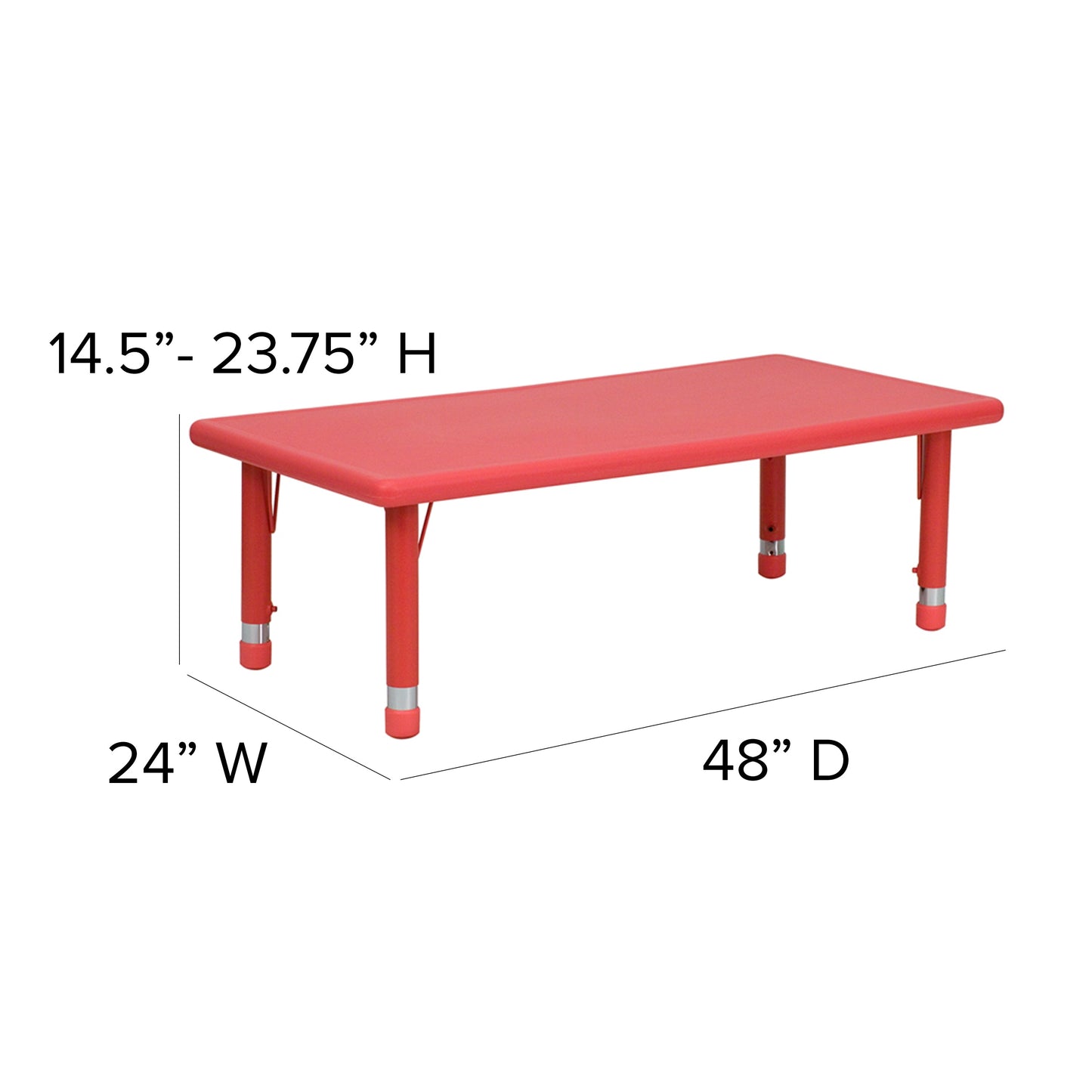 24x48 Red Activity Table Set YU-YCX-0013-2-RECT-TBL-RED-E-GG