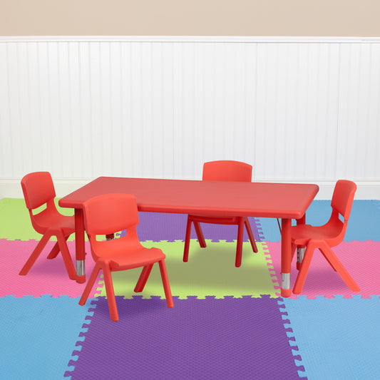 24x48 Red Activity Table Set YU-YCX-0013-2-RECT-TBL-RED-R-GG