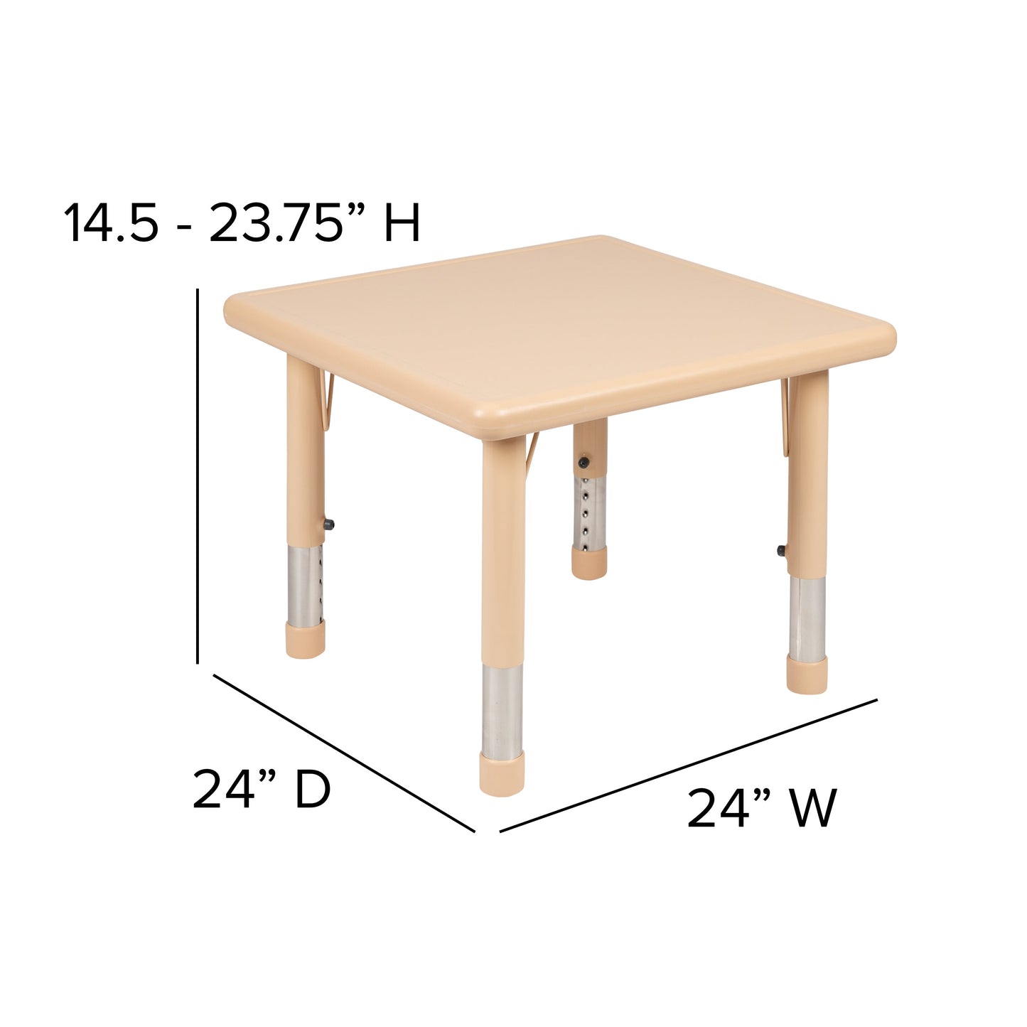 24SQ Plastic Activity Table YU-YCX-002-2-SQR-TBL-NAT-GG