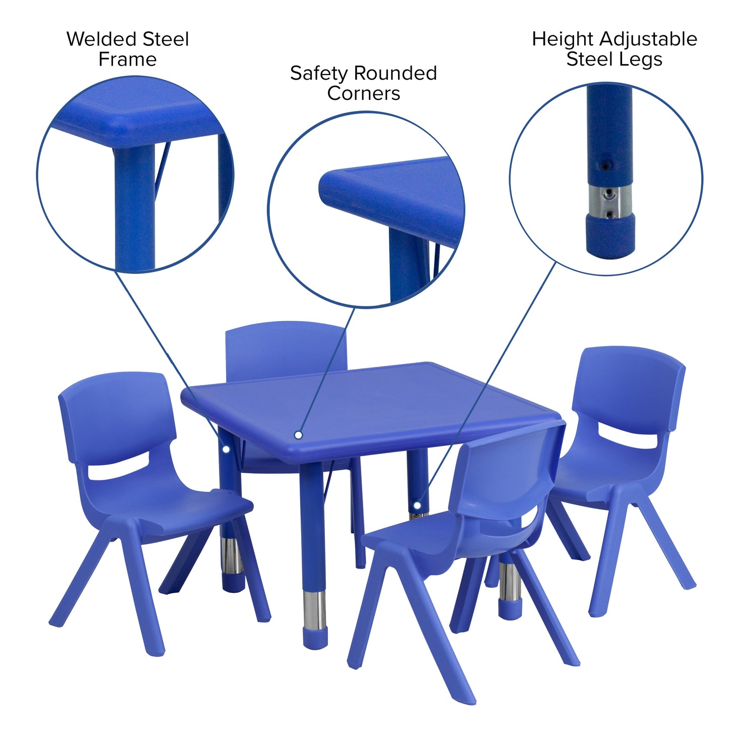 24SQ Blue Activity Table Set YU-YCX-0023-2-SQR-TBL-BLUE-E-GG