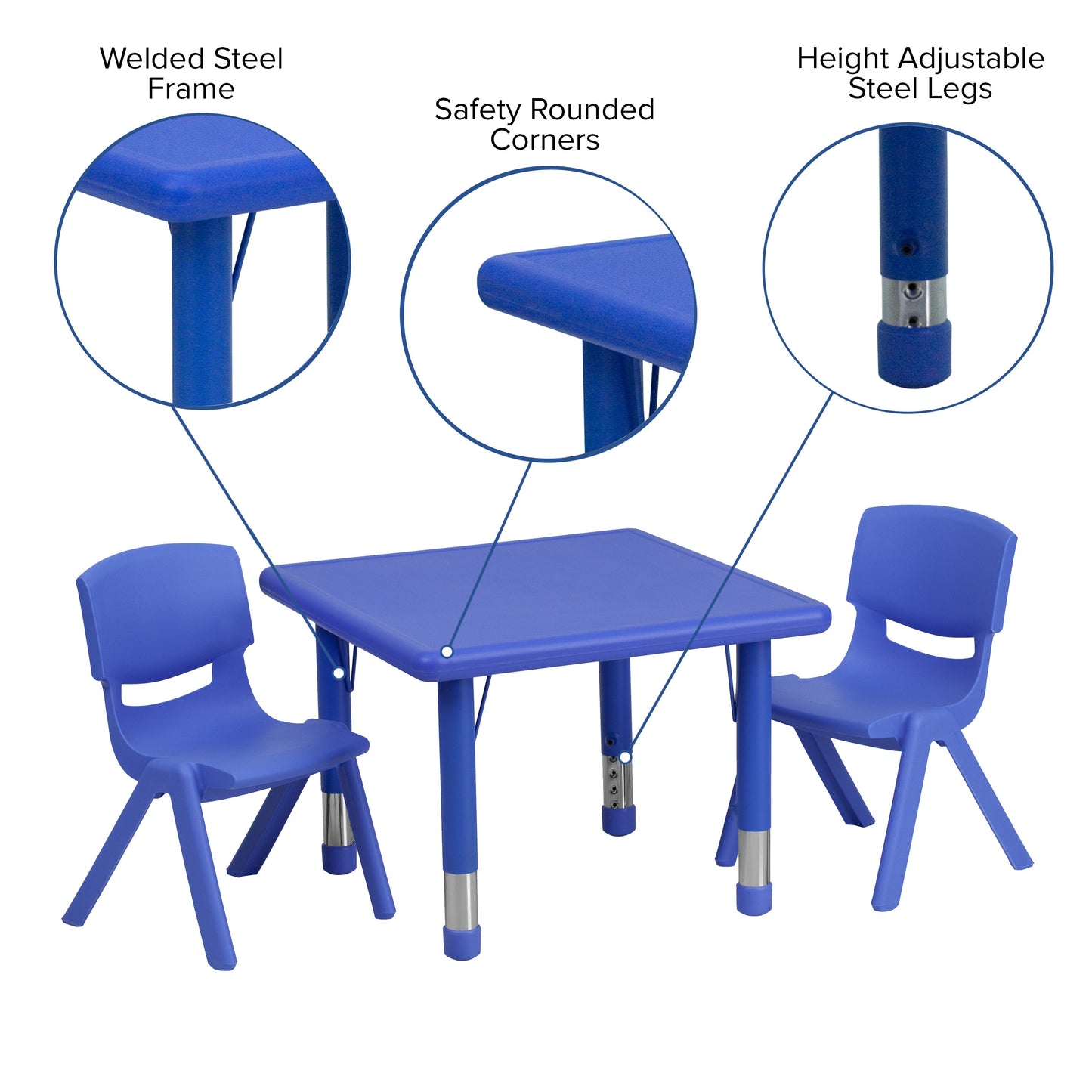 24SQ Blue Activity Table Set YU-YCX-0023-2-SQR-TBL-BLUE-R-GG