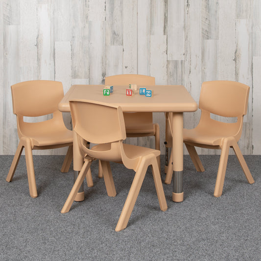 24SQ Natural Kids Table Set YU-YCX-0023-2-SQR-TBL-NAT-E-GG