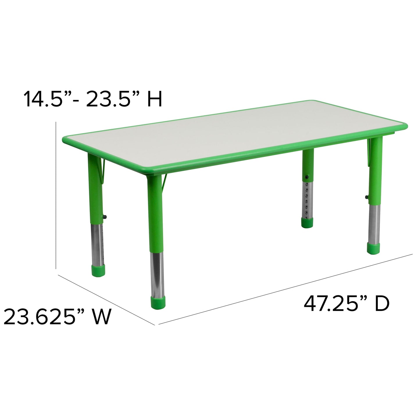 23x47 Green Activity Table Set YU-YCY-060-0034-RECT-TBL-GREEN-GG