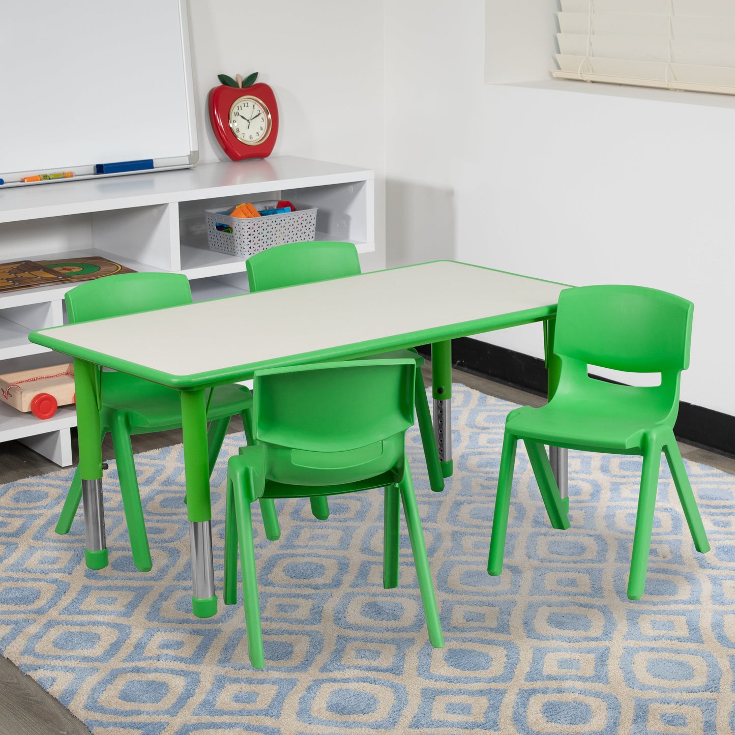 23x47 Green Activity Table Set YU-YCY-060-0034-RECT-TBL-GREEN-GG