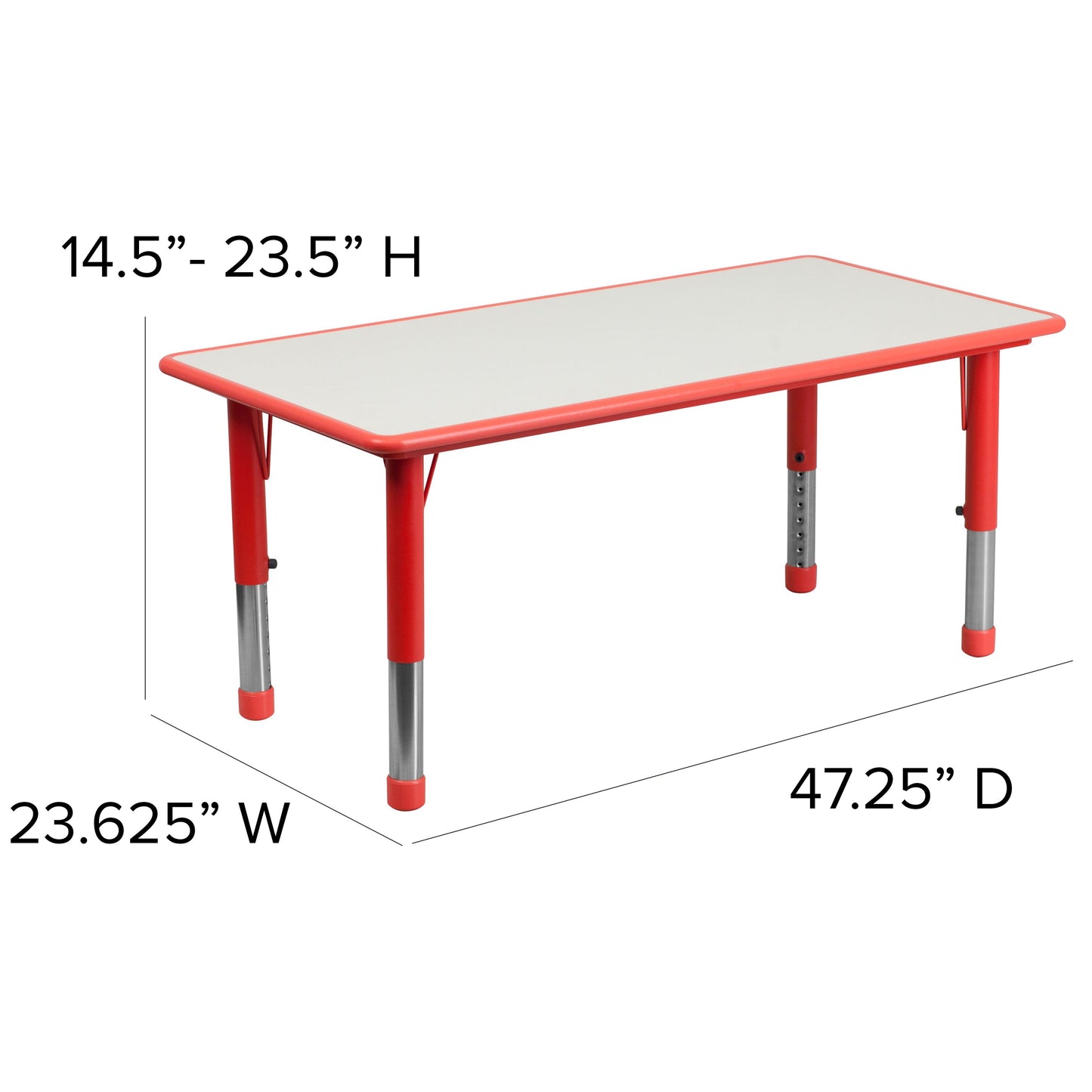 23x47 Red Activity Table Set YU-YCY-060-0034-RECT-TBL-RED-GG