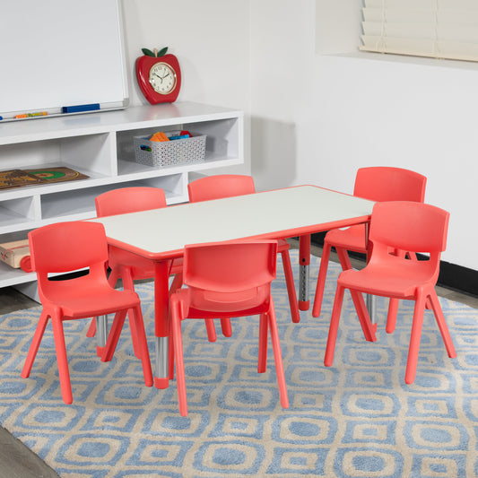 23x47 Red Activity Table Set YU-YCY-060-0036-RECT-TBL-RED-GG