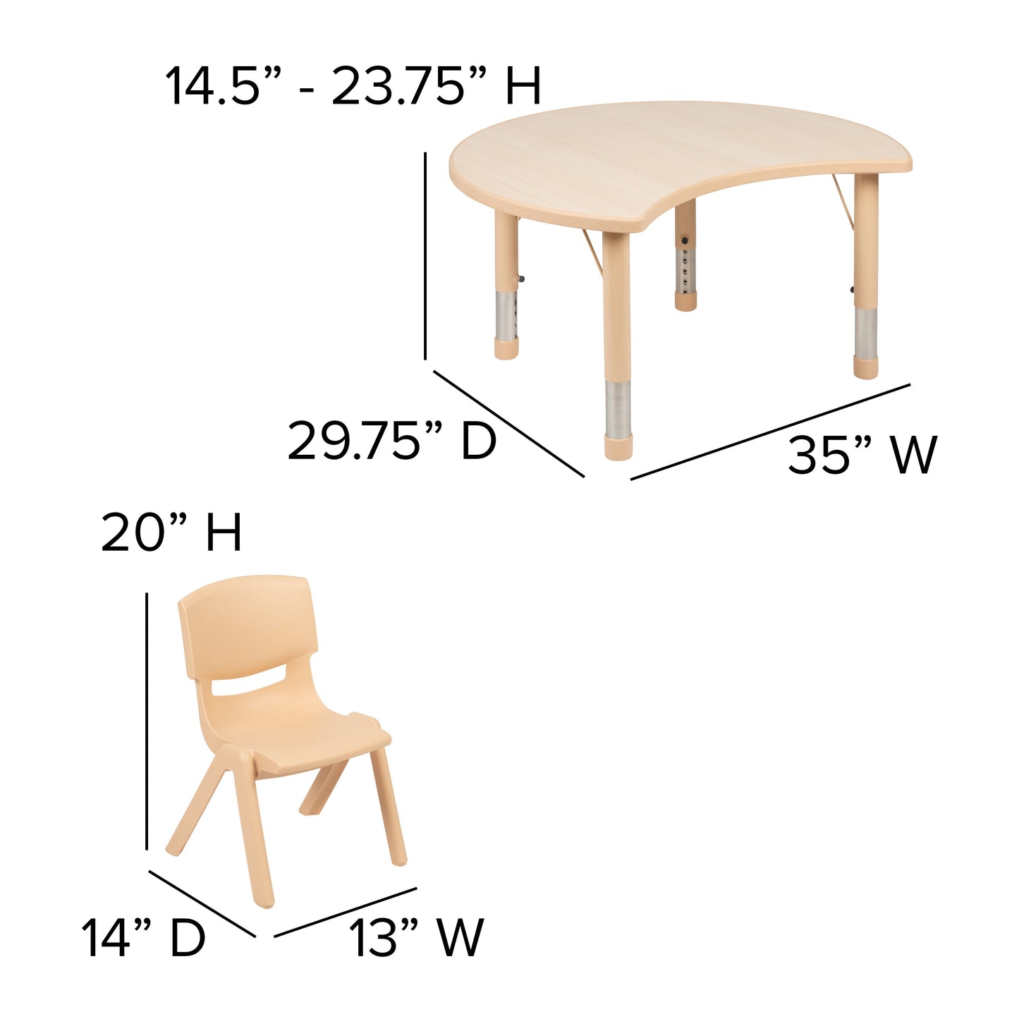 25x35 Natural Kids Table Set YU-YCY-093-0032-CIR-TBL-NAT-GG