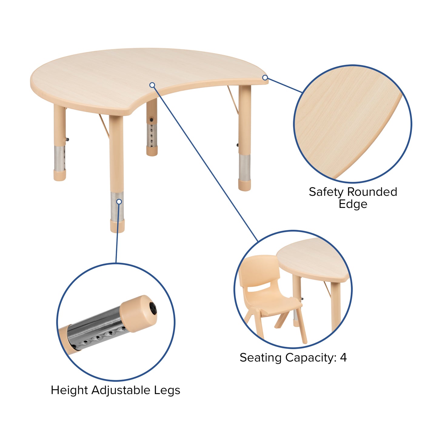 25x35 Natural Kids Table Set YU-YCY-093-0032-CIR-TBL-NAT-GG