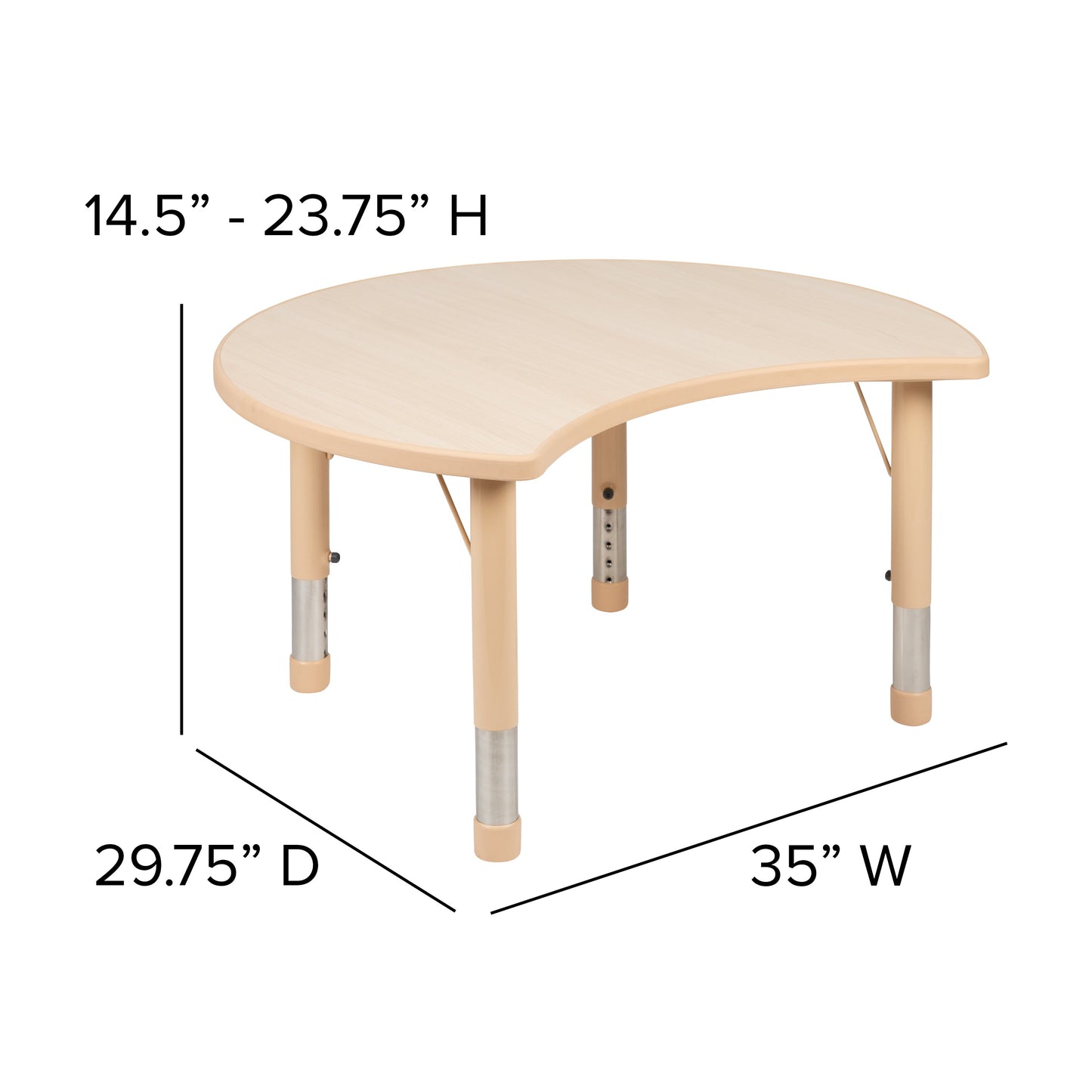 25x35 Crescent Natural Table YU-YCY-093-CIR-TBL-NAT-GG