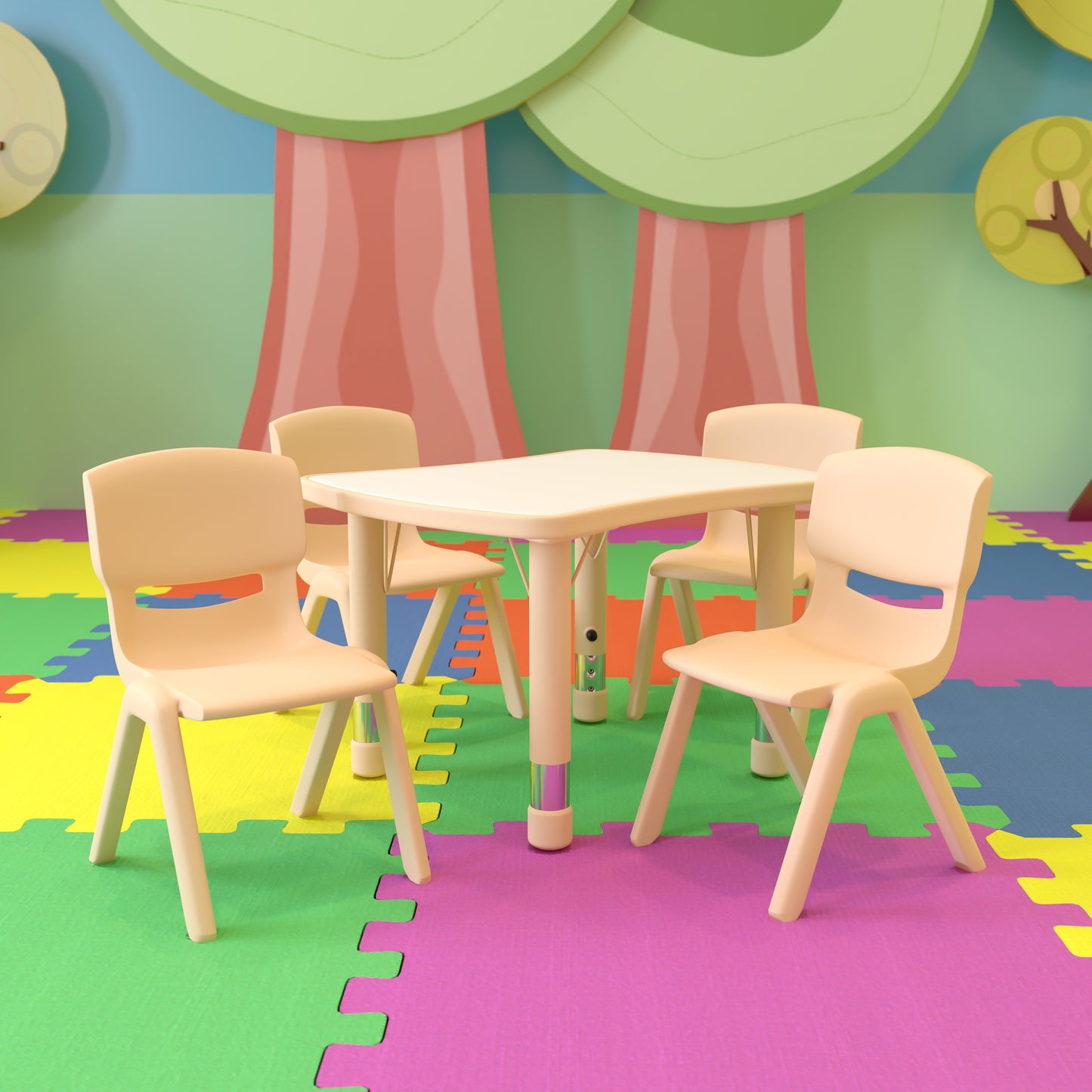 21x26 Natural Kids Table Set YU-YCY-098-0034-RECT-TBL-NAT-GG