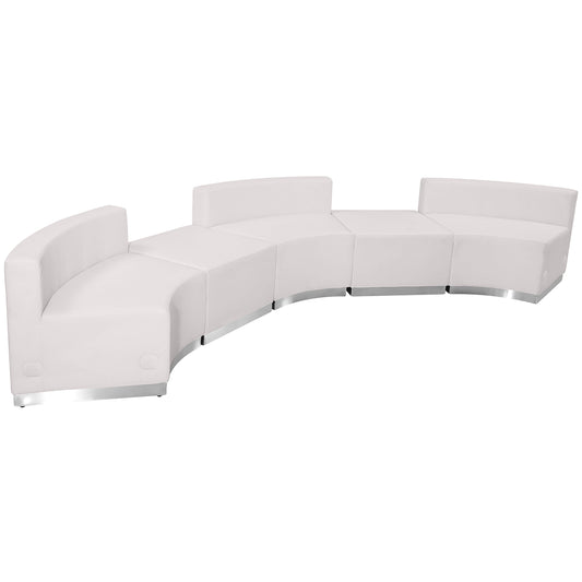 White Leather Recep Set, 5 PC ZB-803-810-SET-WH-GG