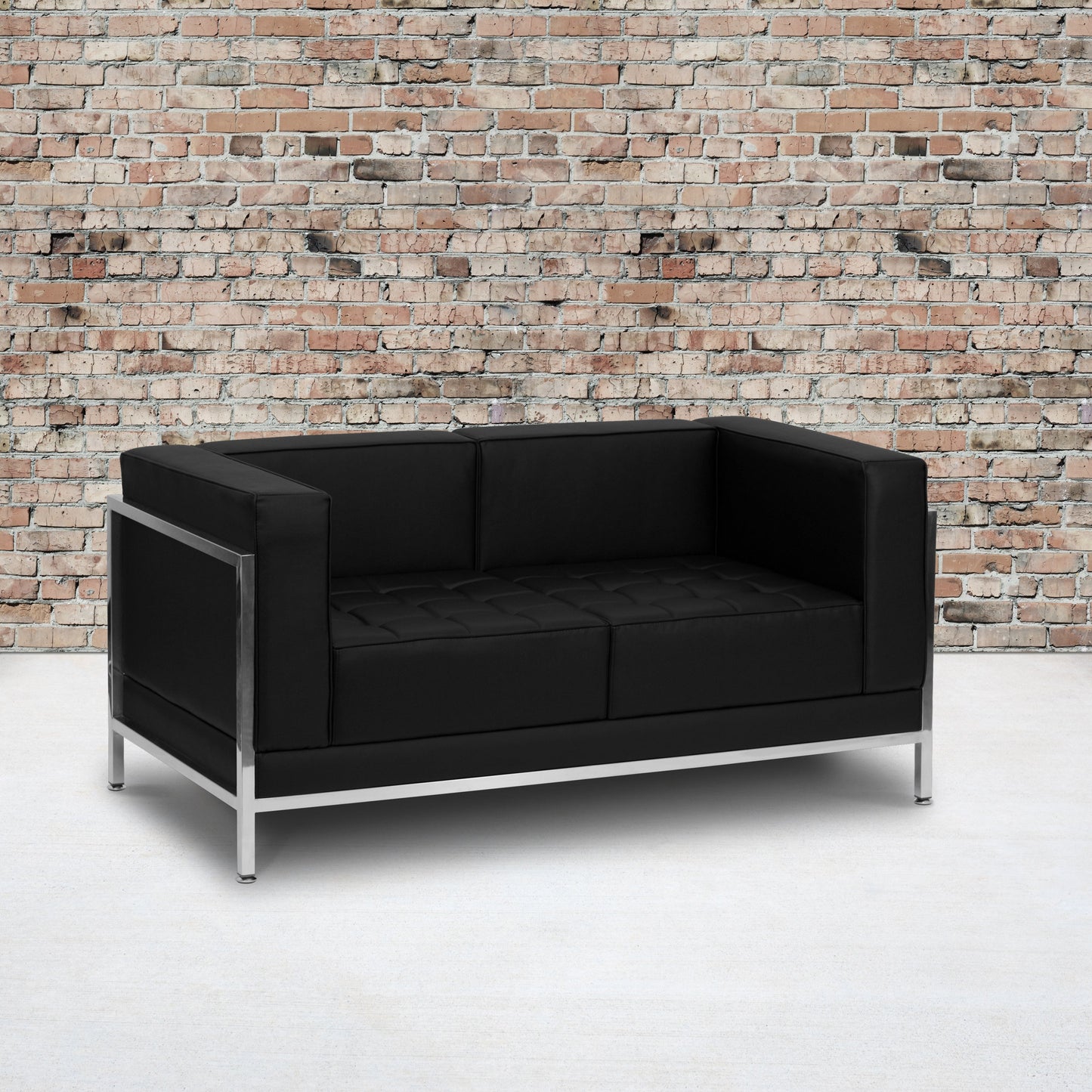 Black Leather Loveseat ZB-IMAG-LS-GG