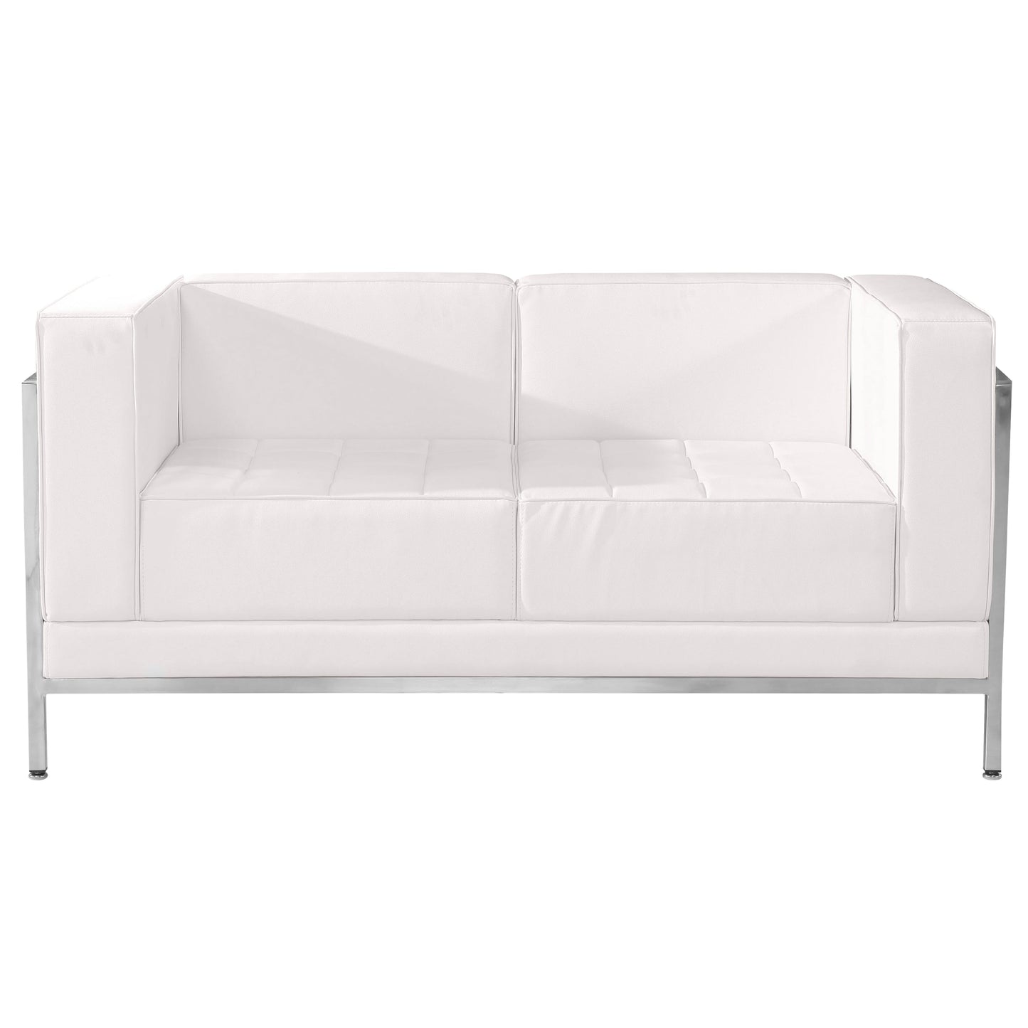 White Leather Loveseat ZB-IMAG-LS-WH-GG