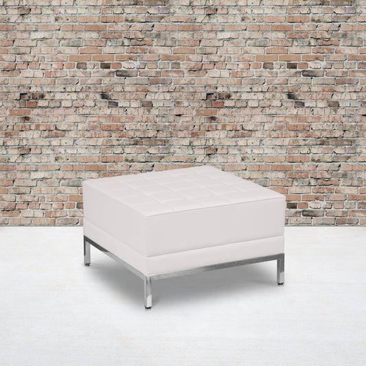 White Leather Ottoman ZB-IMAG-OTTOMAN-WH-GG