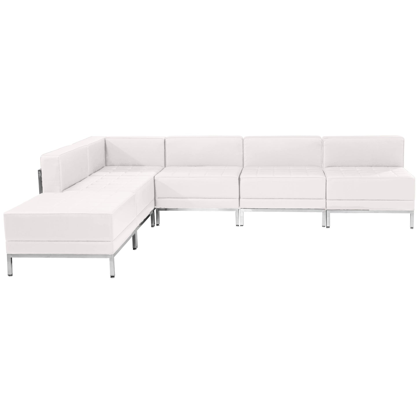 White Leather Sectional, 6 PC ZB-IMAG-SECT-SET10-WH-GG