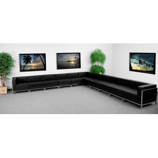 Black Leather Sectional, 11 PC ZB-IMAG-SECT-SET2-GG