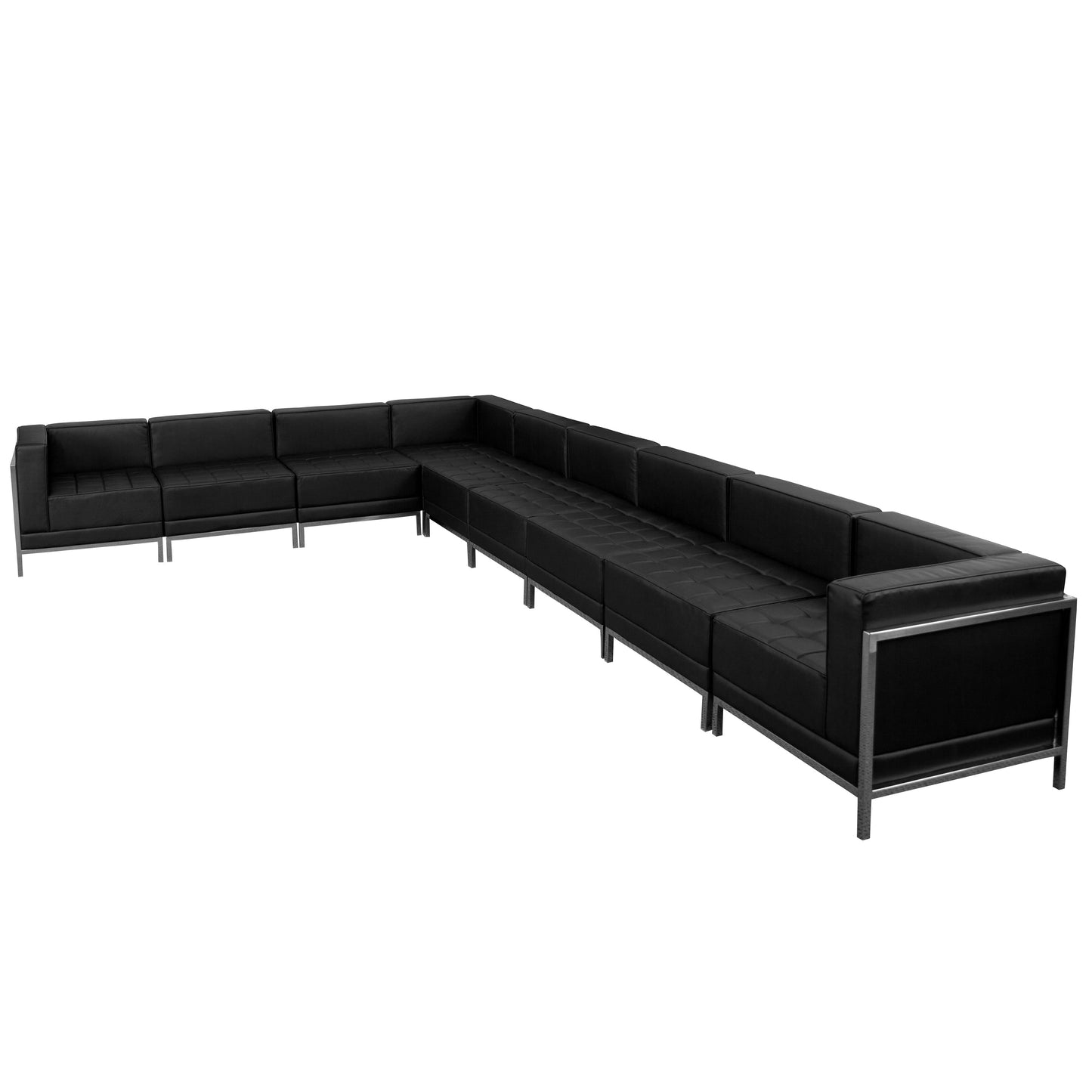 Black Leather Sectional, 9 PC ZB-IMAG-SECT-SET3-GG