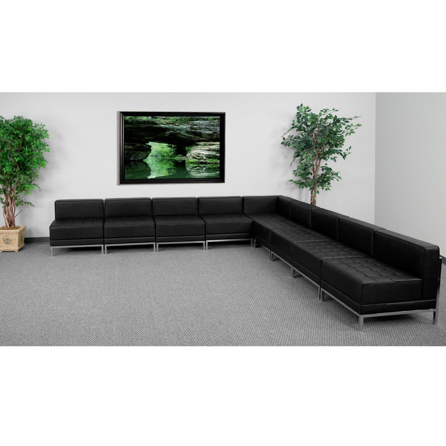 Black Leather Sectional, 9 PC ZB-IMAG-SECT-SET7-GG