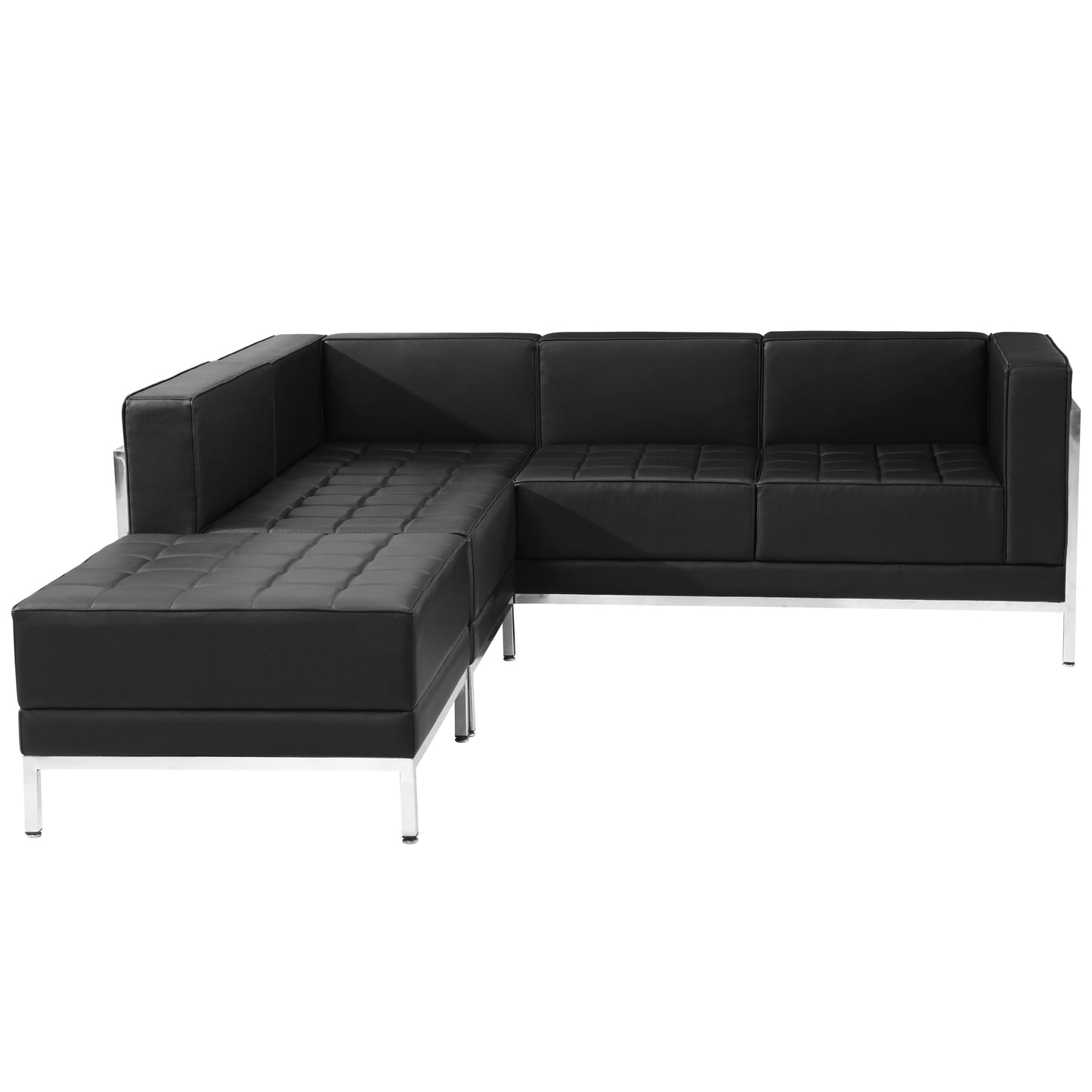 Black Leather Sectional, 3 PC ZB-IMAG-SECT-SET9-GG