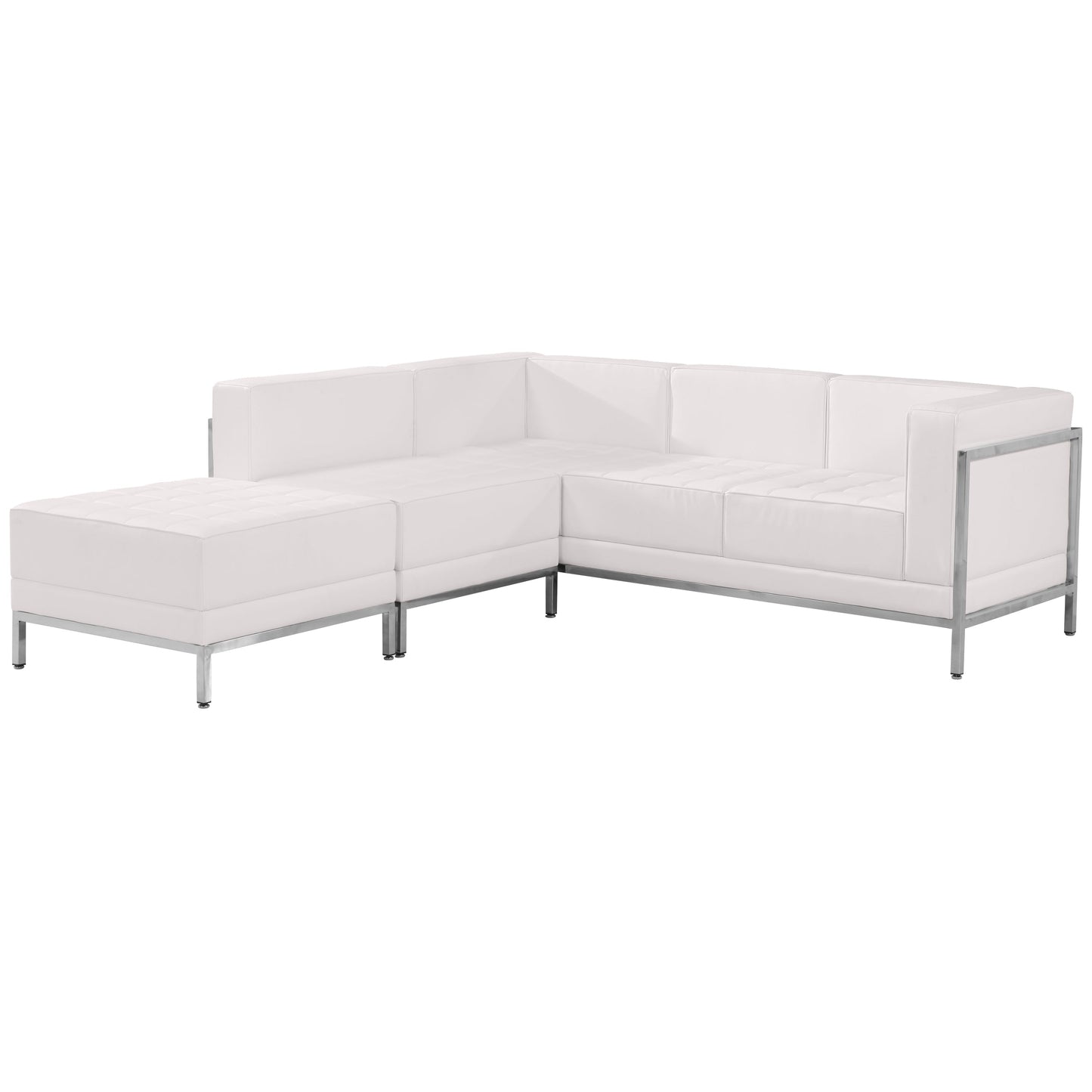 White Leather Sectional, 3 PC ZB-IMAG-SECT-SET9-WH-GG