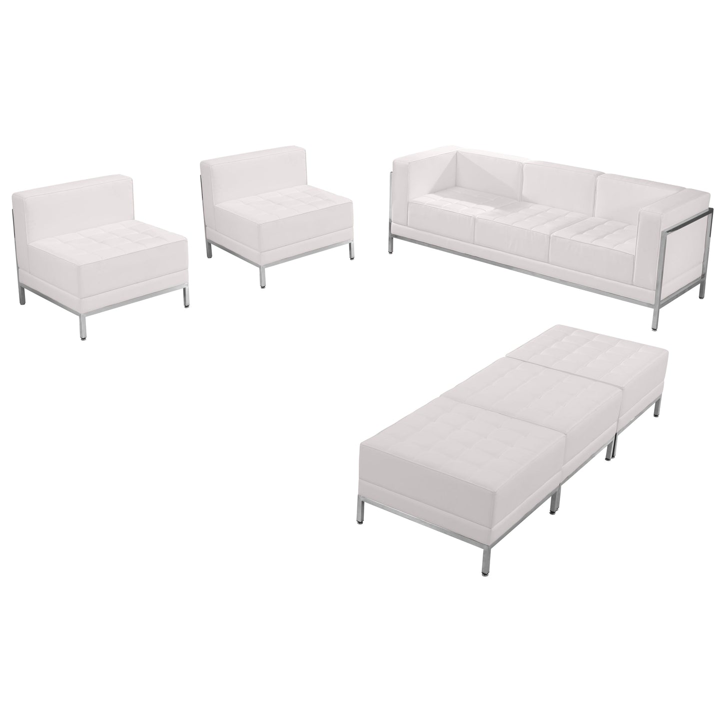 White Leather Lounge Set, 6 PC ZB-IMAG-SET20-WH-GG