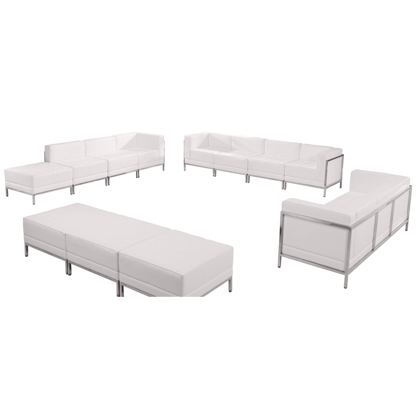 White Leather Lounge Set,12 PC ZB-IMAG-SET21-WH-GG