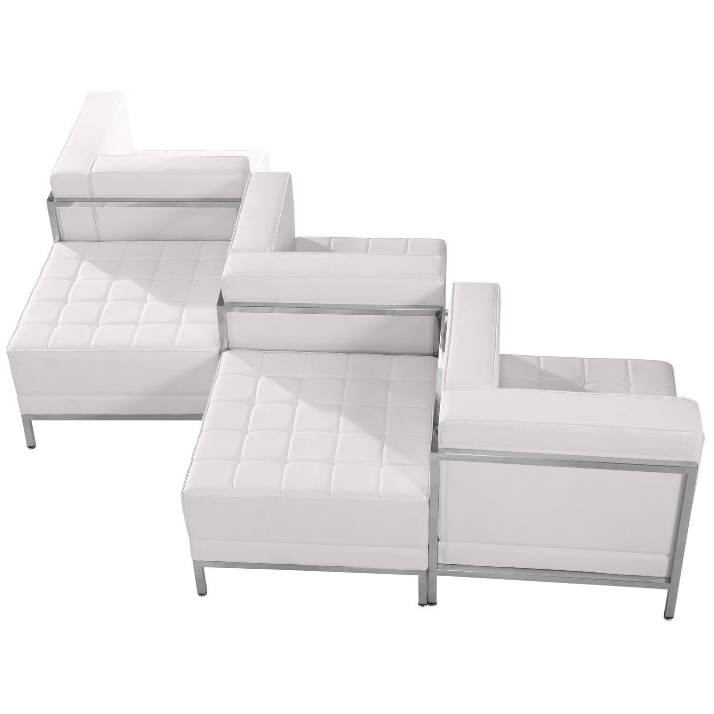 White Leather Lounge Set, 5 PC ZB-IMAG-SET5-WH-GG