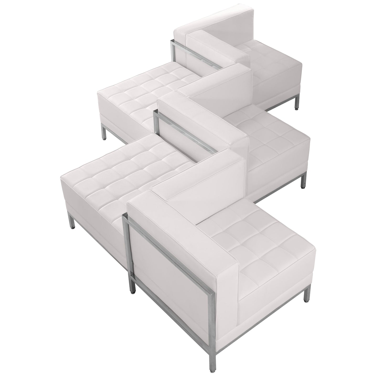 White Leather Lounge Set, 5 PC ZB-IMAG-SET5-WH-GG